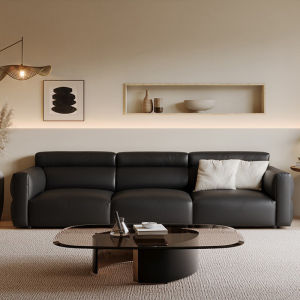 Sofa Genuine Leather Sofa Living Room Small Apartment High Backrest Tofu Block Inline