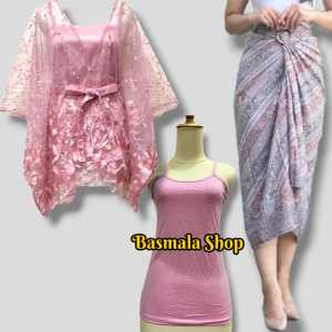 Setelan kebaya modern tille outer pita cantik mix satin brukat kondangan wisuda bridesmaid & rok lilit batik terbaru