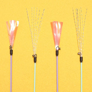 Cat Toy Wand Interactive Cat Feather Toy Cat Teaser with Sound Paper Tassels and Soft Line Tube
