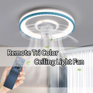 AceDeal [Support Lalamove Bulk Orders] 20Inch Tri Color Ceiling Light With Fan Remote Control Timed 6 Gear Wind Speed Dimmable Simple Ceiling Light Restaurant Mute Fan Ceiling Fan Light
