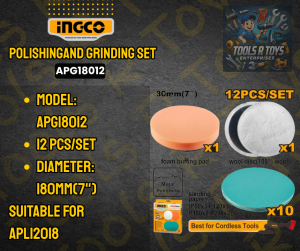 INGCO POLISHING AND GRINDING SET | APG18012 | TOOLS R TOYS | ING-ACCESSORIES