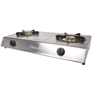 Omicko Kompor Gas 2 Tungku Stainless Steel Teflon Paket Set Lengkap - KM202 - FREE ONGKIR