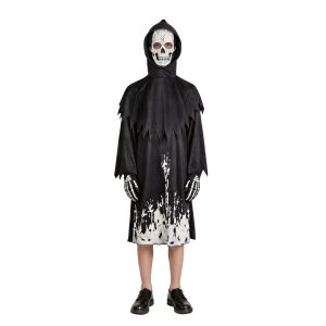 Đầu lâu dạ quang trẻ em cosplay Bộ áo choàng dài có mũ chủ đề ma quái hơi kinh dị cho tiệc Halloween