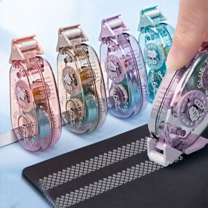 XUNJIE Transparent Japanese Office Supplies Scrapbooking Diary Journal Photo Album Dot Glue Roller Tapes Double Sided Adhesive Tape DIY Craft Supplies DIY Stationery