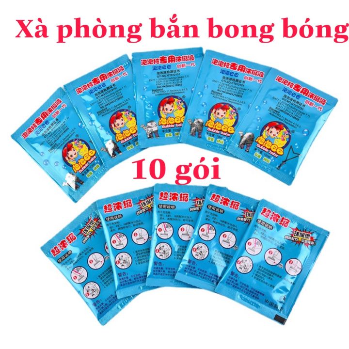 Combo 10 gói dung dịch pha nước thổi bong bóng, xà phòng