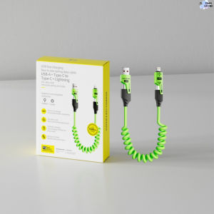SG Stock Car Use 4 In 1 Spring Charging Cable 65W High Speed Data Transfer Multi Connector Cord For 16