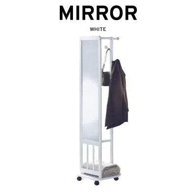 Mirror Stand With Hook Hanger Wooden Mirror Stand with wheel Movable Mirror Stand