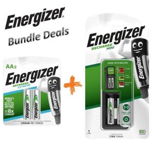 (Bundle Deals) Energizer Recharge Mini Charger CH2PC4 + Recharge Extreme AA (2pcs)