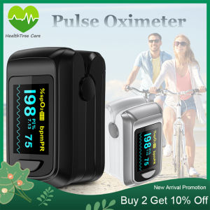 HealthTree Care Fingertip Pulse Oximeter SpO2 Blood Oxygen Saturation Monitor with Heart Rate and Pulse Bar Graph Digital Original Portable Quick Detection for All Adults Fast Reliable Accurate Oxymeter with FREE Batteries and Lanyard JKS50B Blakc/Grey