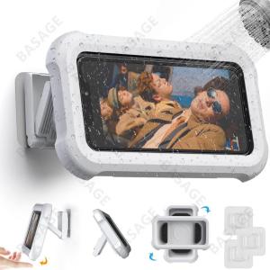 Shower Phone case Waterproof 480° Rotation Anti-fog Touch Wall Mount Phone Holder Fit Phones Up To 6.8inch