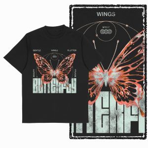 mens Butterfly Graphic Printed Tshirt Big Size Streetwear Short Sleeve Cotton Black Men T Shirt Cool Tee Shirts G08