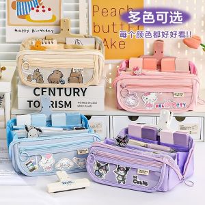 Sanrio Kuromi กระเป๋าดินสอ มีซิป ขนาดใหญ่ จุของได้เยอะ แบบพกพา สําหรับใส่เครื่องเขียน