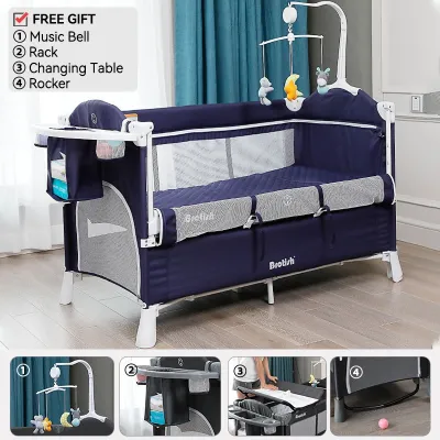 Multifunctional Portable Infant Baby Travel Cot Bed Double-deck Playpen Babycot Upgraded Brotish Baby Bed