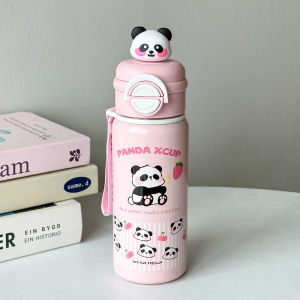 PREMIUM TUMBLER TERMOS PANDA CUP PARTY SEDOTAN DAN TALI 600 ML PORTABLE VACUUM CUP INSULATED BOTTLE HOT & COOL STAINLESS STEEL 316 / COFFEE TUMBLER / TERMOS TAHAN PANAS & DINGIN