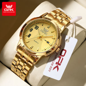 OPK Jam Tangan Pria Original Asli Anti Air Mode Berkualitas Tinggi Baja Tahan Karat Kalender Bercahaya Jam Tangan Kuarsa