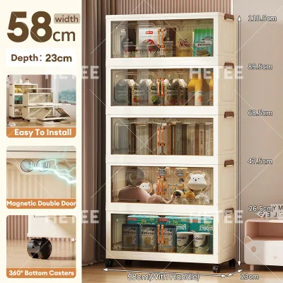 HETEEMALL Foldable Storage Cabinet with Magnetic Doors Stackable Plastic Wardrobe Organizer for Clothes Toys Snacks Space Saving Durabox for Bedroom Kitchen