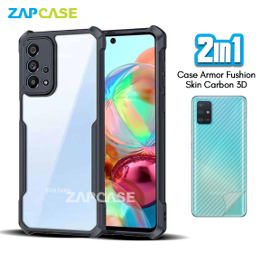 Case Samsung A71 Armor Fushion Casing Free Skin Karbon