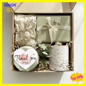 XINGK 50ชิ้น5สไตล์สีชมพูรูปหัวใจแท็กขอบคุณกล่องของขวัญปิดผนึกอุปกรณ์ปาร์ตี้