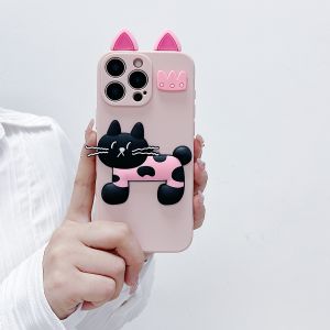 IPH 11 12 13 14 15 16 Plus Pro Max TPU cute cat ear soft phone case casing cover 手机壳