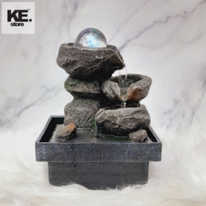 Cascading Rock Indoor Water Fountain with LED Crystal Sphere