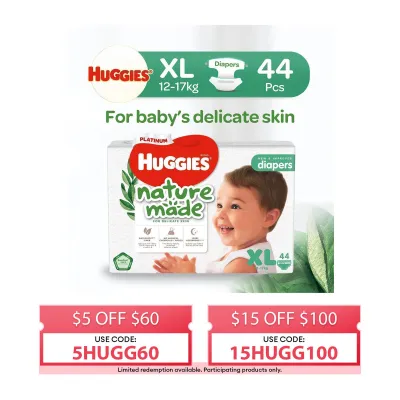 Huggies Platinum Naturemade XL 44s Tape Diapers (Packaging may vary)