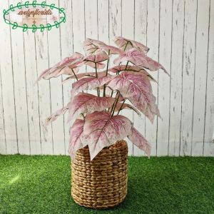 Pohon Artificial Pohon Imitasi Daun Calladium Pink Full X18 Semilatex Cover Eceng Gondok Hiasan Rumah Hiasan Ruang Tamu