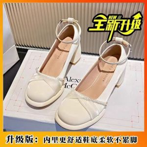 [Free Shipping] Stylish And Versatile Pearl-Effect High Heels New Design For Everyday Wear With A Single-Strap Buckle For A Chic Look