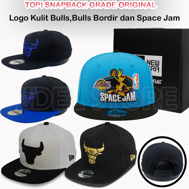 Topi SNAPBACK Bulls Chicago SPACE JAM NBA New Era UNISEX Hitam Dan