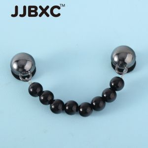 CHARM Fashion Shoes Black Metal Buckle DIY Sparkle with Pearl Chain