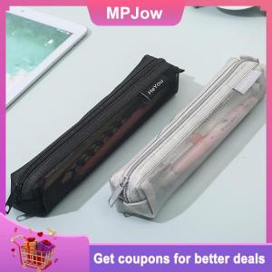 【MPJow】 Mesh Pencil Case Storage Bag For Exams Portable Pencil Case Multi-Functional Square Stationery Pencil Pouch School Supplies