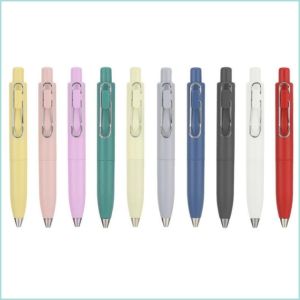 Colorlady - Bút gel bấm mực nhanh khô màu pastel vỏ trơn cài kim loại bút nước mực đen viết chữ êm mượt học sinh
