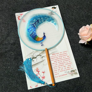 [HCM] Quạt tròn múa cổ trang Trung Quốc cầm tay cán gỗ xinh xắn thêu 1mặt cosplay Hán Phục-Cozy520