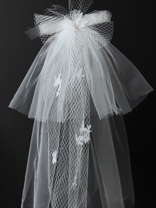 Bride Veil Flower Bow Veil Head Covering Wedding Hair Sheer White Wedding Veil Headscarf Mantilla Veil