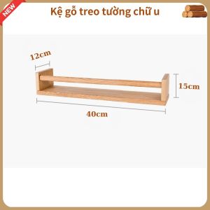 Kệ gỗ treo tường chữ u để sách đồ lưu niệm kệ gỗ trang trí bằng gỗ tự nhiên chắc chắn