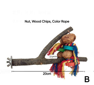 🇸🇬 Bird Perch Stand with Toys Natural Perches for Parrots