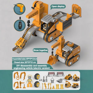 4in1 Disassembly Engineering Vehicle Transform Mainan Trak Pembinaan With 4 Mini Toy Car For Age 3-8