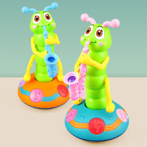 【New Arrival】 Caterpillar Saxophone Toys Early Learning Toy Electric Animal Toys Battery Powered Cultivate Imagination for Boys Girls