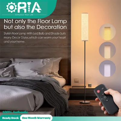 ORIA Floor Lamp for Living Room with 4 Color Temperatures Setting and RGB Lights 12W Modern Standing Lamp Tall Lamp with Timer for Home Bedrooms Office (Lampshade Included)
