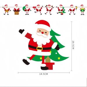 Christmas Banner Decorations Set Xmas Paper Flags New Year Wall Backdrop Home Decor