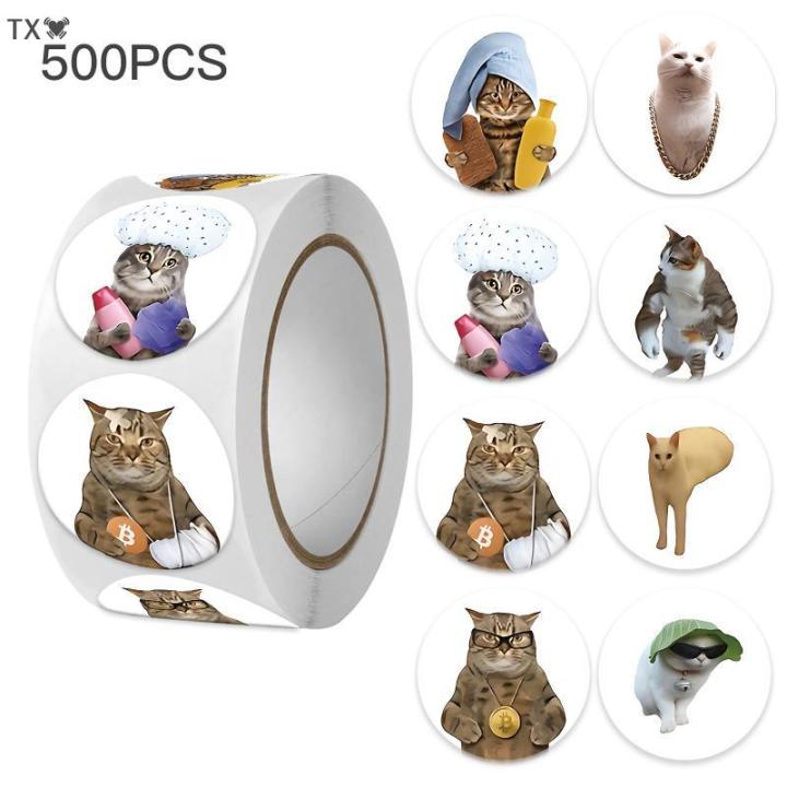 TX🏮💓🧧 1 Cuộn (500Pcs) Đáng Yêu Pet Mèo Meme Dán 2.5Cm 1.0 ''48 Thiết Kế ...