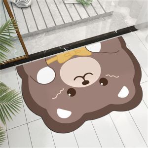 HKStorage Bathroom Anti Slip Mat Cartoon Floor Mat Toilet Carpet Quick Drying Home Decor Bathroom Absorbent Pad Carpet Cute Diatom Mud Mats
