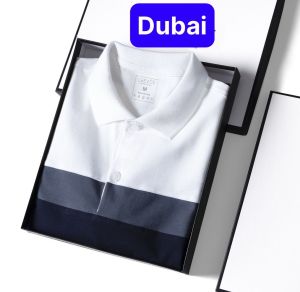 Áo thun Polo nam phối sọc ngang  chất vải cá sấu cao cấp hot trend 2024 - Dubai fashion