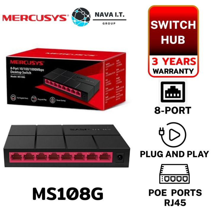 Mercusys MS108G Switch(สวิตซ์) Gigabit 8 port รุ่น รับประกัน 3 ปี ...
