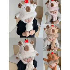 Mũ Capybara Lông Tai giật Có tiếng kêu  Mũ Lông Cừu Giữ Ấm Hoạt Hình dễ thương  Cho Bé 3-9 Tuổi