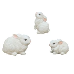 USECOAT 3pcs Resin Bunny Figurines Lovely Cute Miniature Rabbit Statue Microlandscape Simulated Animal Sculptures Collectible