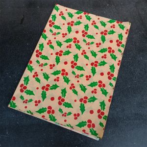 Merry Christmas Tissue Paper with Holly Berry & Xmas Tree Pattern Lightweight Gift Wrap Paper for Holiday Gift Wrapping