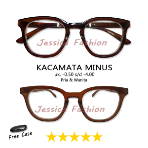 Kacamata Minus Khusus Rabun Jarak Jauh Ukuran READY Minus -0.50 Sampai -4.00 Full Rim Warna Coklat Tebal Ringan Kokoh Cocok Untuk Cewek Cowok Remaja Dewasa - FREE CASE