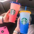 Starbucks Coffee "Confetti" Changing Color Tumbler Transparent Cup. 