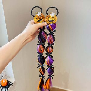 GENENIC 2Pcs Glitter Halloween Fashion Hair Ties Butterfly Spooky Braided Hair Scrunchies Halloween Atmosphere Bow Cute Hair Additions Kids