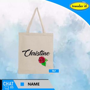 Personalized Canvas Tote Bag Regular / With Zipper / With Button / With Nylon Strap Color Blue Black Red Yellow Green Trending Design Woman Ladies Floral  Initial Printed  Clip - Art Perfect Gifts  Giveaways